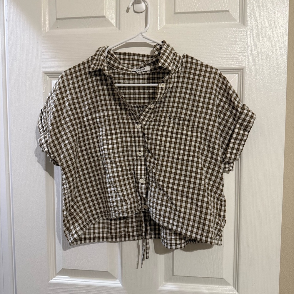 Madewell Brown and White Plaid Shirt